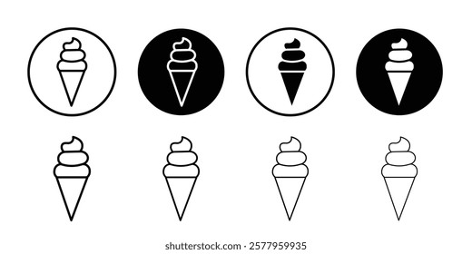 Ice cream cone icon black and white vector sign