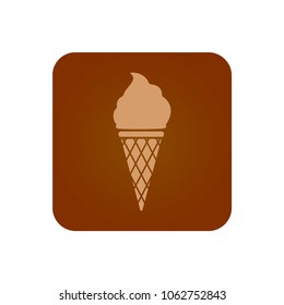Ice cream cone icon in a brown square