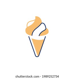 Ice cream cone icon in color icon, isolated on white background 