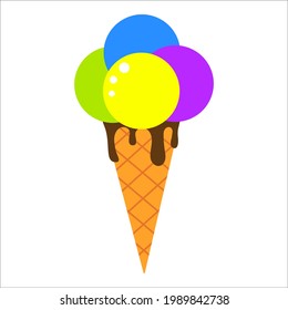 Ice cream cone icon. Delicious summer symbol in cartoon style. Vector illustration.
