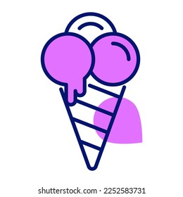 An ice cream cone icon easy to download, three scoops ice cream cone