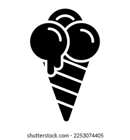 An ice cream cone icon easy to download, three scoops ice cream cone