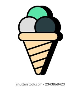 Ice cream cone icon, editable vector