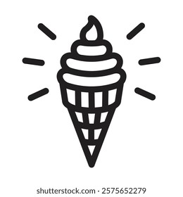 Ice cream cone icon. Editable line icon. Vector illustration