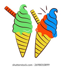 Icono del cono del helado, Vector editable