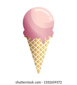 Ice cream cone icon flat design vector
