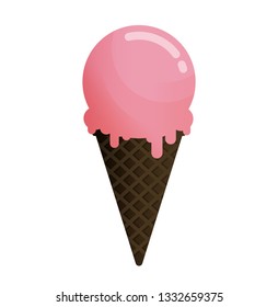 Ice cream cone icon flat design vector