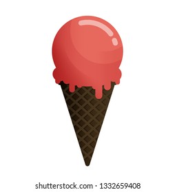 Ice cream cone icon flat design vector