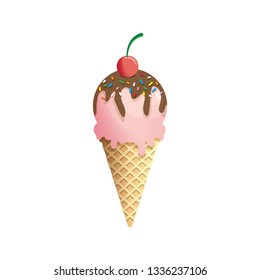 Ice cream cone icon flat design vector