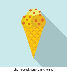Ice cream cone icon. Flat illustration of ice cream cone vector icon for web design