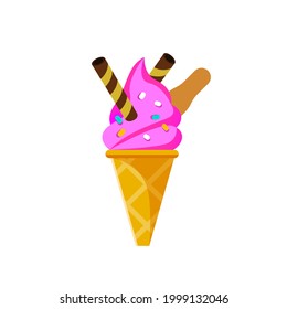 Icono de crema de helado vector de diseño plano