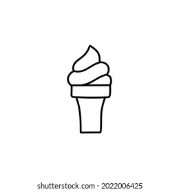 Ice cream cone icon in flat black line style, isolated on white background 