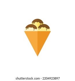 ice cream cone icon flat style design. ice cream cone vector illustration. isolated on white background.