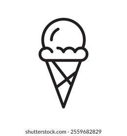 Ice cream cone icon Flat art in black and white isolated