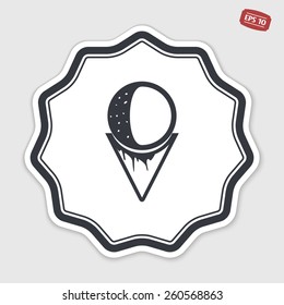 Ice cream cone icon. Flat design style. Made vector illustration. Emblem or label with shadow.