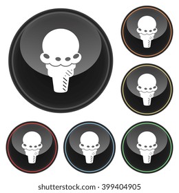 Ice Cream Cone Icon Glossy Button Icon Set in With Various Color Highlights