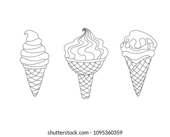Ice cream cone icon isolated. Modern sweet vanilla desert sign.