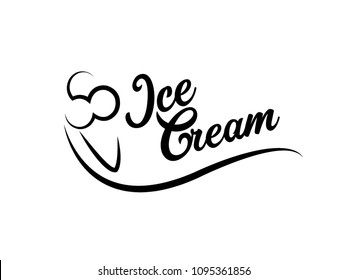 Ice cream cone icon isolated. Modern sweet vanilla desert sign. Logo ice cream illustration.