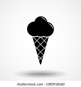 Ice cream cone icon isolated. Modern sweet vanilla desert sign. Trendy vector chocolate cram symbol for web site design, button to mobile app. Logo illustration.