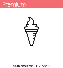 Ice cream cone icon isolated. Modern sweet vanilla desert sign. Trendy vector chocolate cram symbol for web site design, button to mobile app. Logo ice cream illustration. EPS 10, Premium.