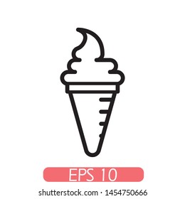 Ice cream cone icon isolated. Modern sweet vanilla desert sign. Trendy vector chocolate cram symbol for web site design, button to mobile app. Logo ice cream illustration. EPS 10, Premium.