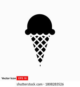 Ice cream cone icon isolated. Trendy vector chocolate cream symbol for web site design, button to mobile app. Logo ice cream illustration.