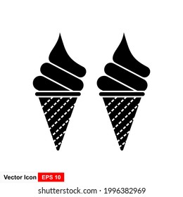 Ice cream cone icon isolated. Modern sweet vanilla desert sign. Trendy vector chocolate cream symbol for web site design, button to mobile app. Logo ice cream illustration.