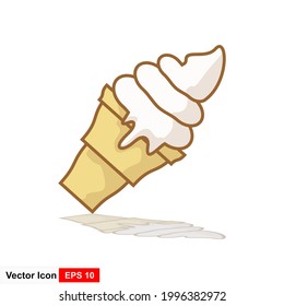 Ice cream cone icon isolated. Modern sweet vanilla desert sign. Trendy vector chocolate cream symbol for web site design, button to mobile app. Logo ice cream illustration.