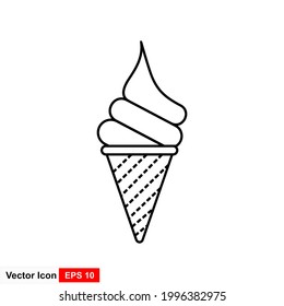Ice cream cone icon isolated. Modern sweet vanilla desert sign. Trendy vector chocolate cream symbol for web site design, button to mobile app. Logo ice cream illustration.