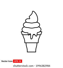 Ice cream cone icon isolated. Modern sweet vanilla desert sign. Trendy vector chocolate cream symbol for web site design, button to mobile app. Logo ice cream illustration.