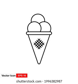 Ice cream cone icon isolated. Modern sweet vanilla desert sign. Trendy vector chocolate cream symbol for web site design, button to mobile app. Logo ice cream illustration.