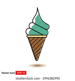 Ice cream cone icon isolated. Modern sweet vanilla desert sign. Trendy vector chocolate cream symbol for web site design, button to mobile app. Logo ice cream illustration.