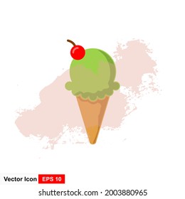 Ice cream cone icon isolated. Modern sweet vanilla desert sign. Trendy vector chocolate cream symbol for web site design, button to mobile app. Logo ice cream illustration.