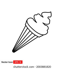 Ice cream cone icon isolated. Modern sweet vanilla desert sign. Trendy vector chocolate cream symbol for web site design, button to mobile app. Logo ice cream illustration.