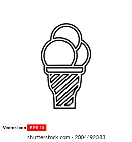 Ice cream cone icon isolated. Modern sweet vanilla desert sign. Trendy vector chocolate cream symbol for web site design, button to mobile app. Logo ice cream illustration.