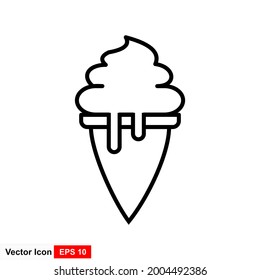 Ice cream cone icon isolated. Modern sweet vanilla desert sign. Trendy vector chocolate cream symbol for web site design, button to mobile app. Logo ice cream illustration.