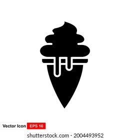 Ice cream cone icon isolated. Trendy vector chocolate cream symbol for web site design, button to mobile app. Logo ice cream illustration.