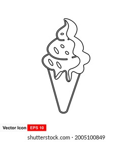 Ice cream cone icon isolated. Modern sweet vanilla desert sign. Trendy vector chocolate cream symbol for web site design, button to mobile app. Logo ice cream illustration.