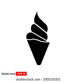 Ice cream cone icon isolated. Modern sweet vanilla desert sign. Trendy vector chocolate cream symbol for web site design, button to mobile app. Logo ice cream illustration.