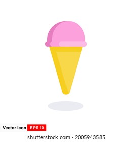 Ice cream cone icon isolated. Modern sweet vanilla desert sign. Trendy vector chocolate cream symbol for web site design, button to mobile app. Logo ice cream illustration.