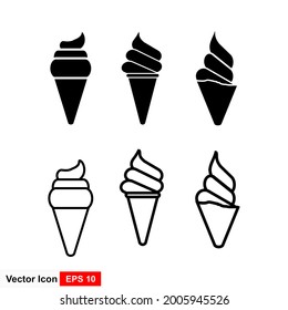 Ice cream cone icon isolated. Modern sweet vanilla desert sign. Logo ice cream illustration.