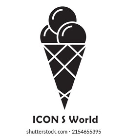 Ice cream cone icon isolated. Modern sweet vanilla desert sign. Trendy vector chocolate cram symbol for web site design, button to mobile app. Logo ice cream illustration.