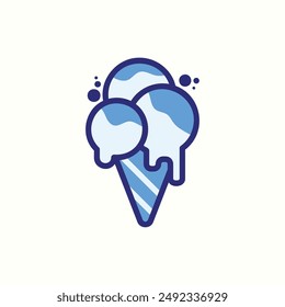ice cream cone icon, isolated blue icon theme bakery