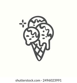 ice cream cone icon, isolated handdrawn icon theme bakery