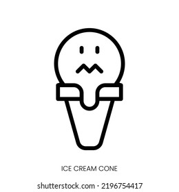 ice cream cone icon. Line Art Style Design Isolated On White Background