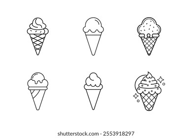 ice cream cone icon line art vector illustration
