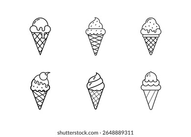 ice cream cone icon line art vector illustration