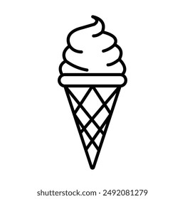 ice cream cone icon linear logo mark in black and white