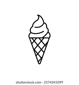 Ice cream cone icon linear logo isolated