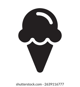 Ice Cream Cone Icon | Minimal Line Art Vector for Dessert and Summer Themes